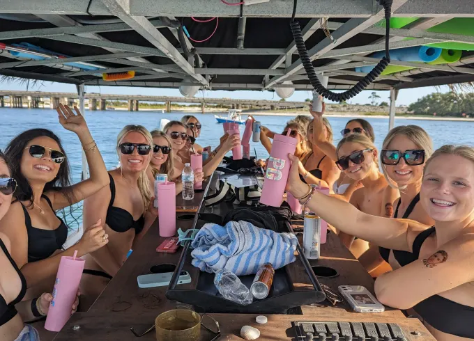 Tiki Pontoon Boat for Crab Island 3 Hour Bachelorette Party!!