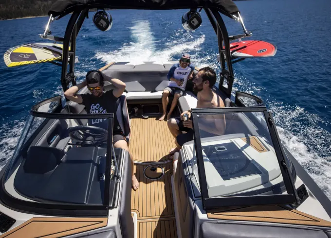 Brand New Large WakeSurf Boat on Lake Tahoe - WakeBoard, Surf and Tube