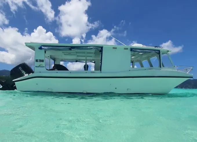 Private from Mahe to Praslin - La Digue Tour onboard 30ft Souris Glass Boat