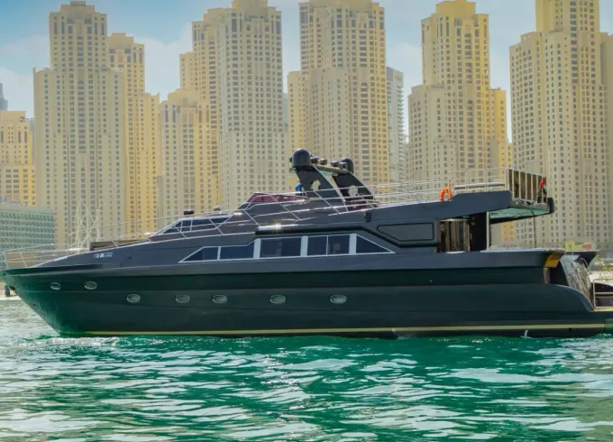 Explore Dubai with our 95ft Blackpearl Power Mega Yacht
