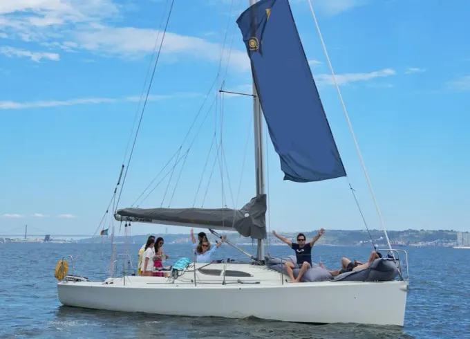 Private 4 Hours Swimming Party on 33ft Archambault Sailboat in Lisbon