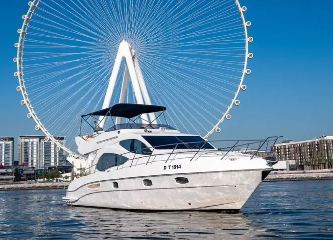 Experience Dubai's Stunning Coast on our 44ft Majesty Motor Yacht