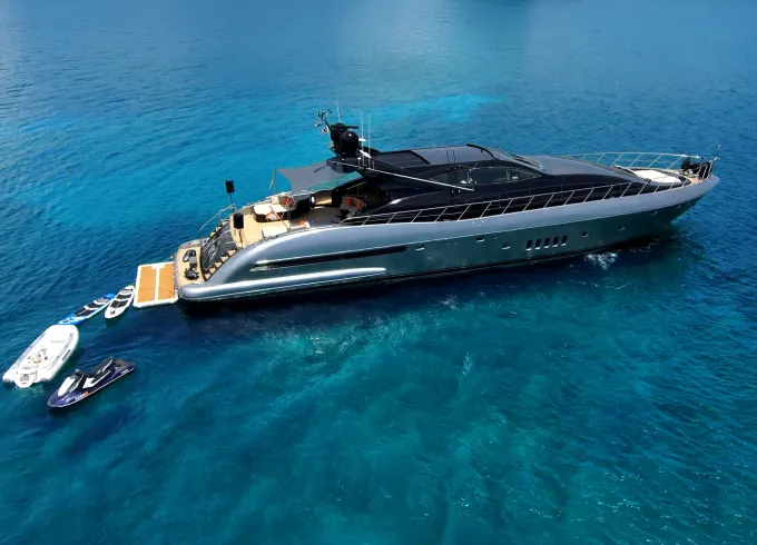 Mangusta 105 "Daya" Power Mega Yacht:  Eivissa Luxury Cruise - 12 Guests