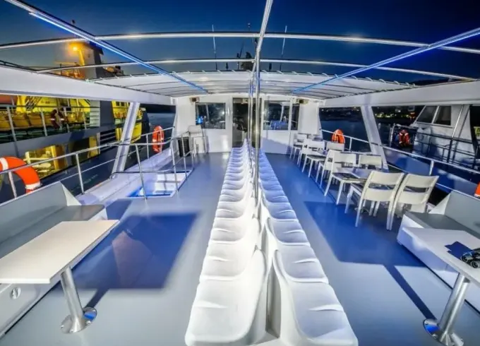 Private Breathtaking Sunset on Board with Eirinikos Glassbottom in Halkidiki Greece