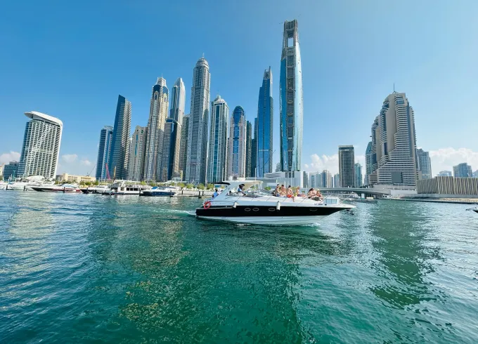 48ft Luxury Motor Yacht– Private Party Yacht for Up to 14 | Dubai Boat Rental 🐬