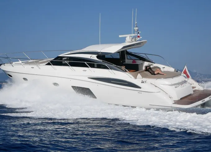 Luxury Princess V62 Sport Yacht boarding in Antibes, Cannes, St Tropez or Monaco