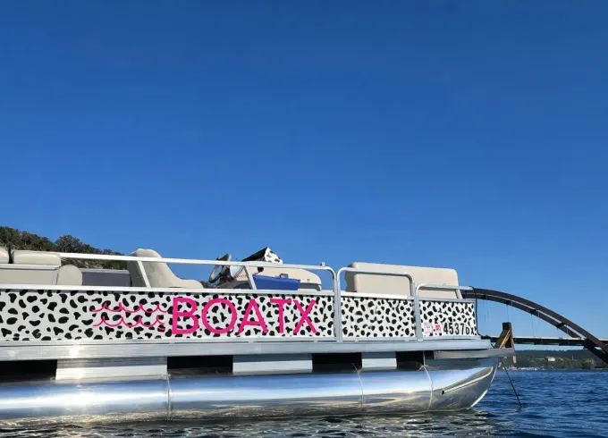 12 Person Custom Tri-toon Boat on Lake Austin
