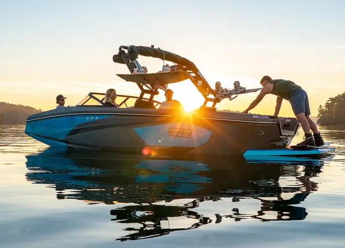 Enjoy Old Hickory Lake on a beautiful wake boat and do some wakesurfing