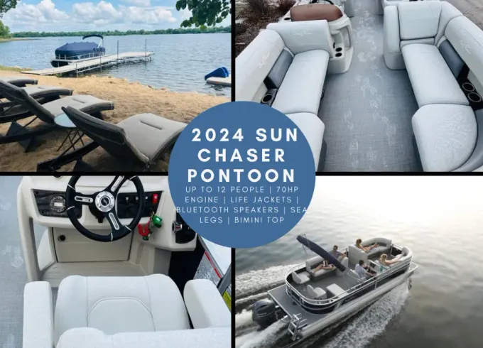 Set Sail on Adventure -2024 SunChaser Pontoon w/Sea Legs in Cormorant |Holds 12
