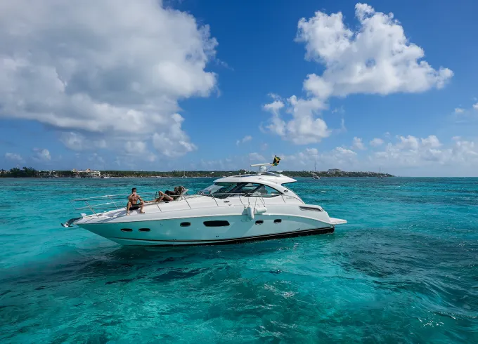 Indulge in a Private 47ft Sundancer Yacht Journey to Isla Mujeres