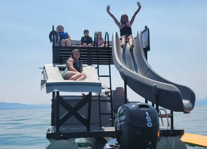 25ft Floating Waterpark with Trampoline and Slide, Lake Tahoe, Tahoe Vista