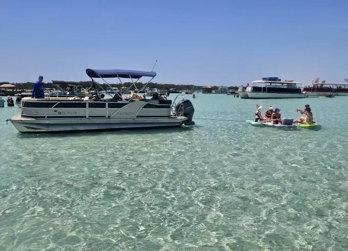 Destin Crab Island Experience on RFC 24ft Tri-Toon Captained