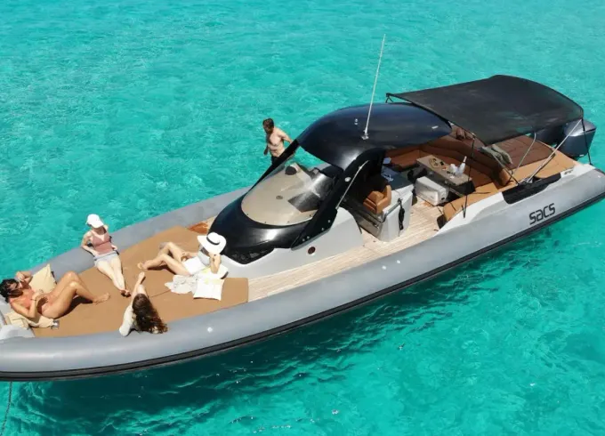 Explore Ibiza’s Coastline Aboard the Striking 43ft Sacs Strider 13 RIB 💎