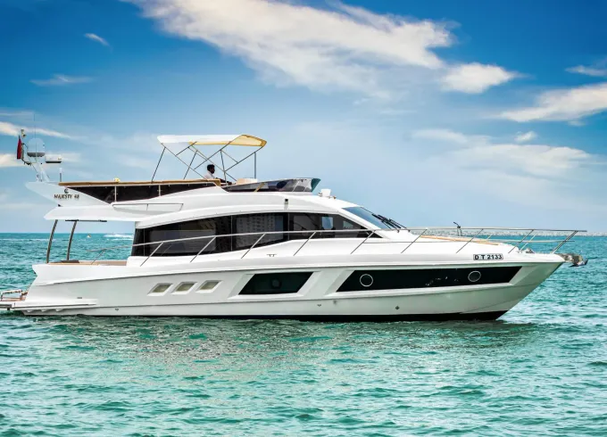 50ft Majesty luxury yacht charter in Dubai — Private yacht rental up to 18 pax