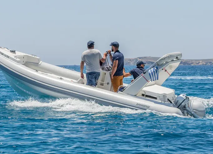 Lambro 6.40m / 210hp / 9pax - Skippered RIB Rental in Milos, Greece