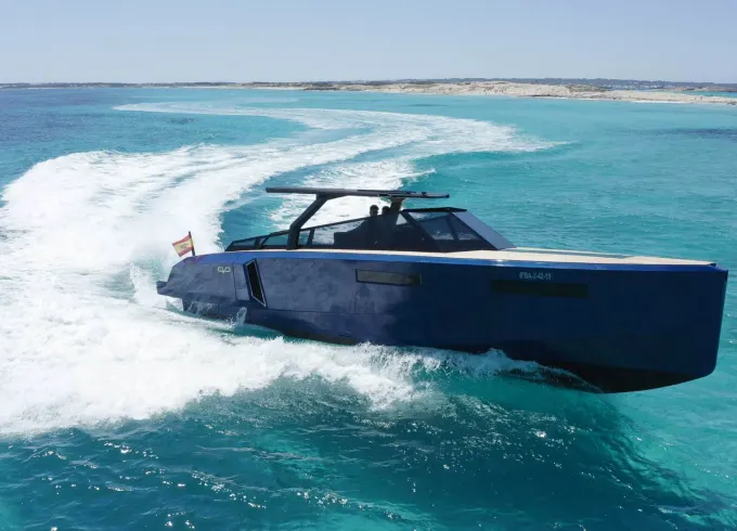 43ft Evo Yachts in Ibiza cruising at Top Speed of 38 knots