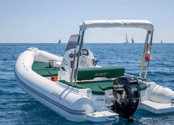 Classic 20ft White RIB for up to 6 guests available to rent in Rapallo
