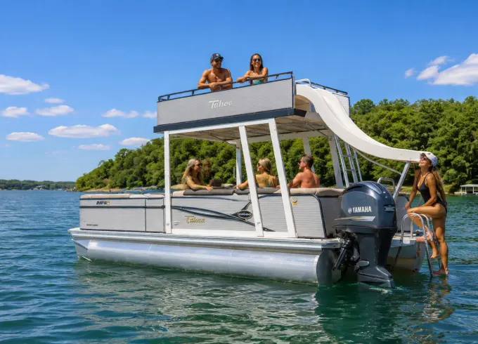 Lake Norman Double Decker Funship with Slide The Ultimate Party Boat Experience