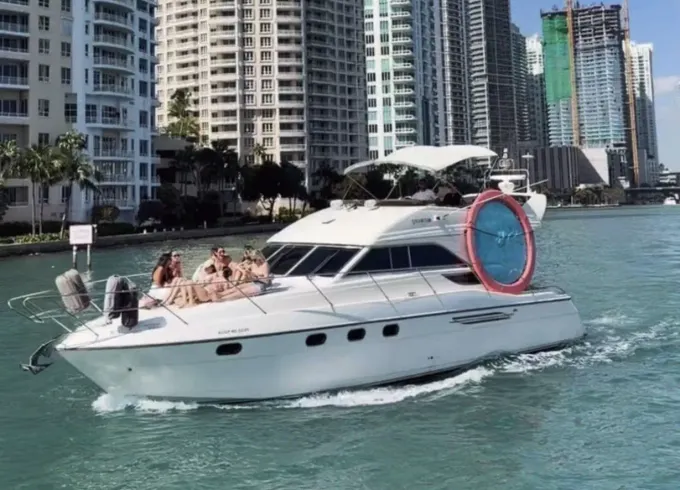 48ft Viking Princess Two-Story Flybridge Motor Yacht Charter Miami for 13 Guests