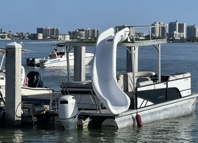 Clearwater Beach Party Boat 23’ Crest Pontoon with slide for up to 13 people