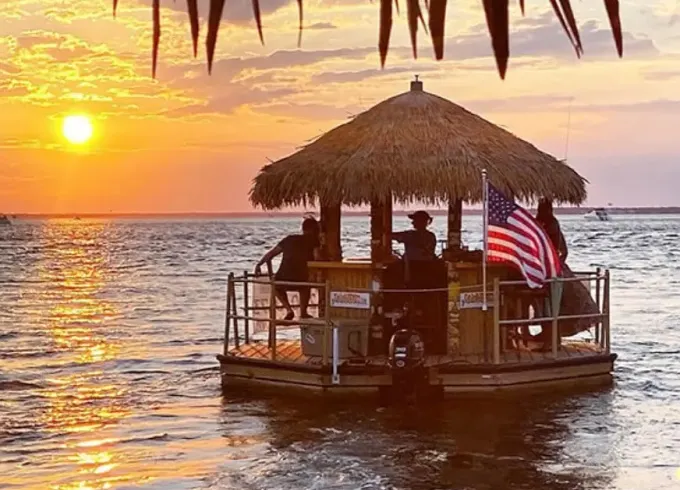 Clear Lake Tiki Party Boat -  w/ Built In Bar, Tiki Lights and Music