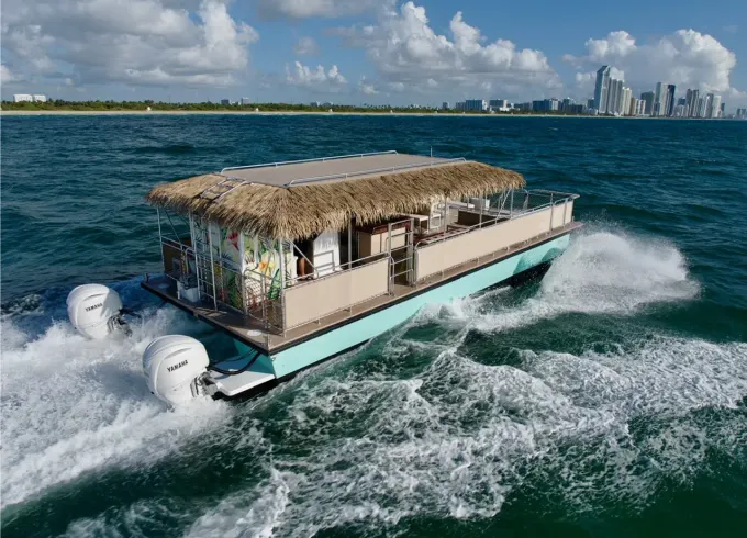 Miami Party Venue: Foxsea 50ft Tiki Catamaran with DJ Bar in Downtown Miami
