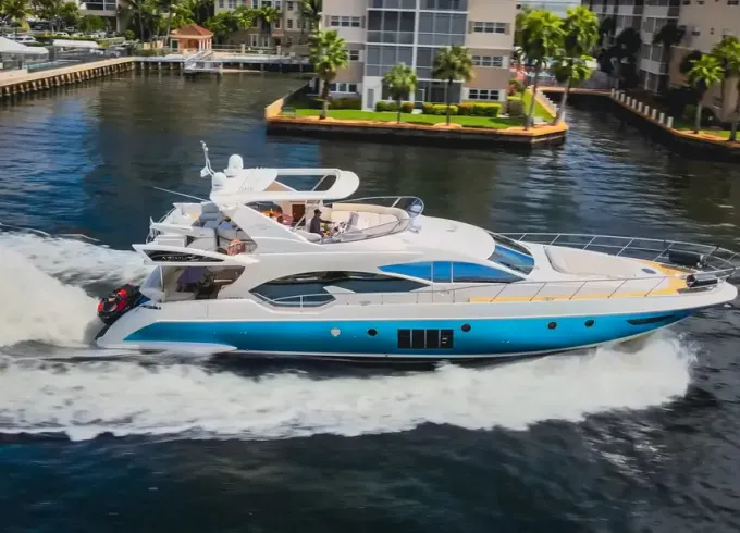 70ft ''Lupo 1'' Azimut FlyBridge Yacht Charter in Sunny Isles Beach, Florida