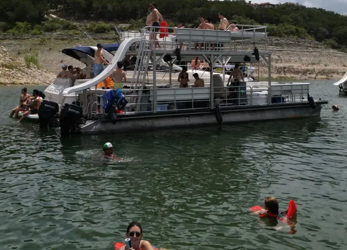 Massive 38ft Double Decker Party Pontoon w/ Slide – Perfect for Groups!