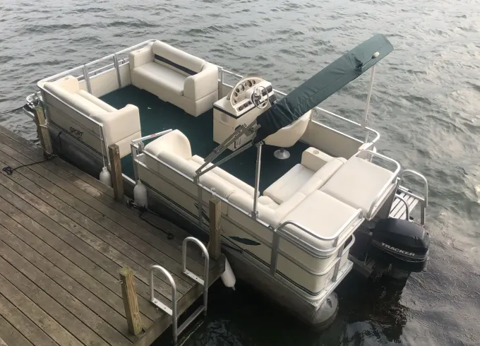 20ft Crest Sport Pontoon for rent on Findley Lake, New York