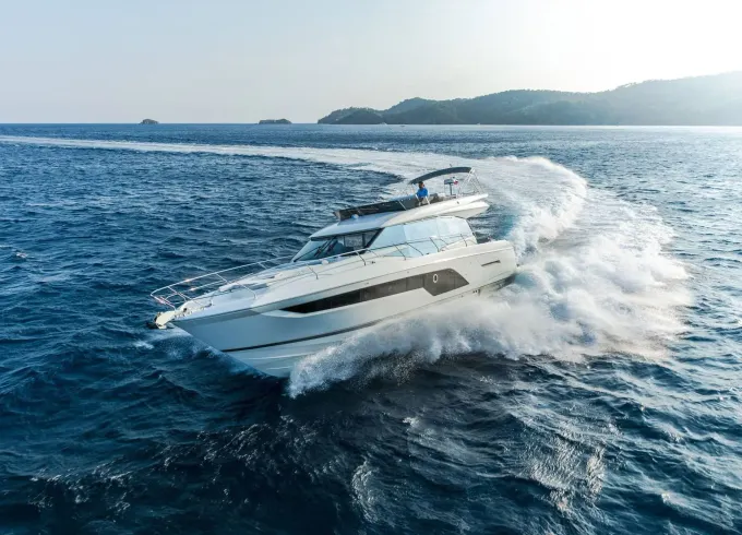 Cannes: Prestige 590 Fly Yacht Charter with 3 Cabins for 6 guests overnight