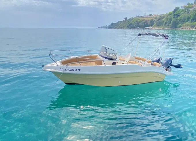 Self-Drive 17ft Nireus Bowrider Boat Rental in Planos, Greece