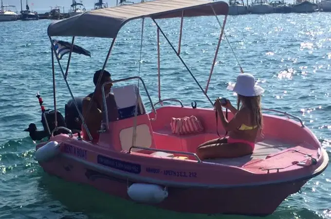 No license Dromeas Bright Pink Boat Rental In Nikiana, Greece