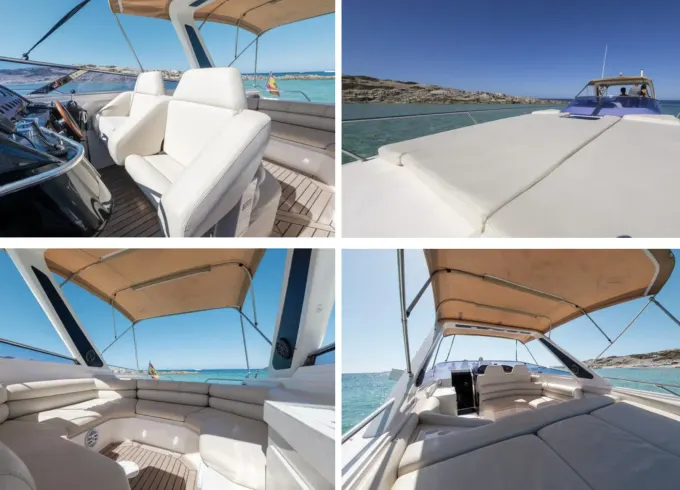 Luxury 68 Cranchi Flybridge Yacht with 3 Cabins and water Toys from Saint-Tropez