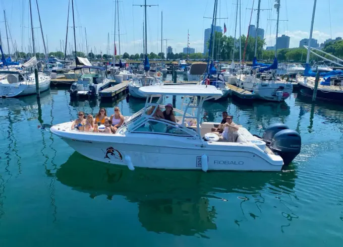 12 Person, 24 Foot Robalo on Lake Michigan, with bathroom!
