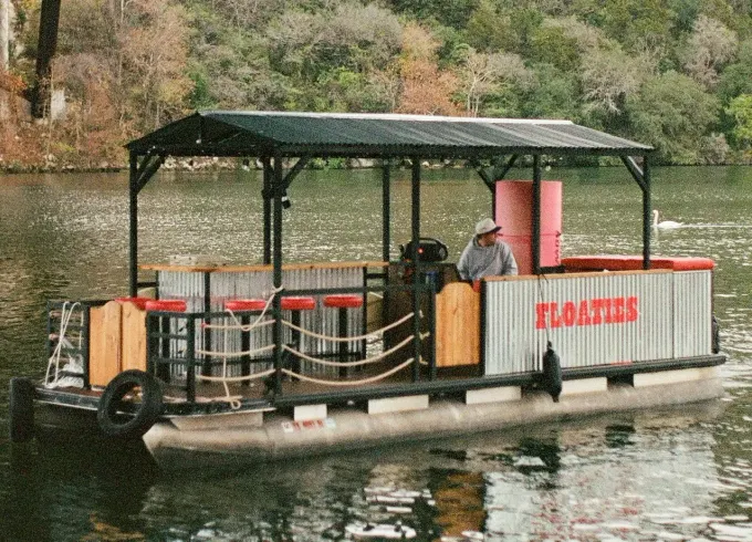 Floatin' Saloon Pontoon Boat on Lake Austin