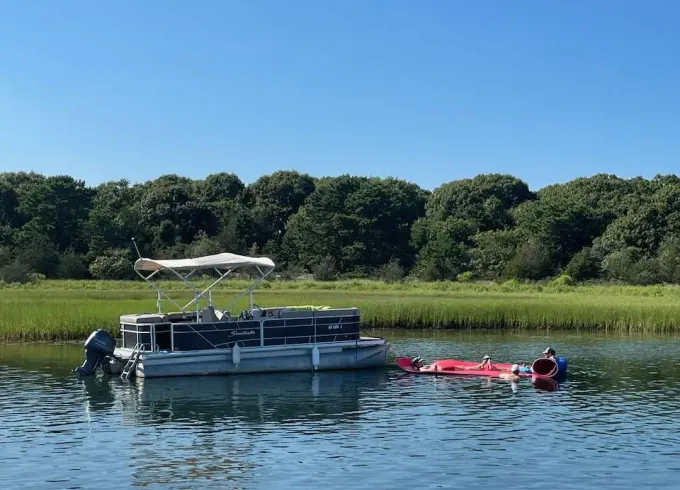 22' Godfrey Sweetwater Pontoon Boat in Hyannis Harbor, Massachusetts - Cape Cod