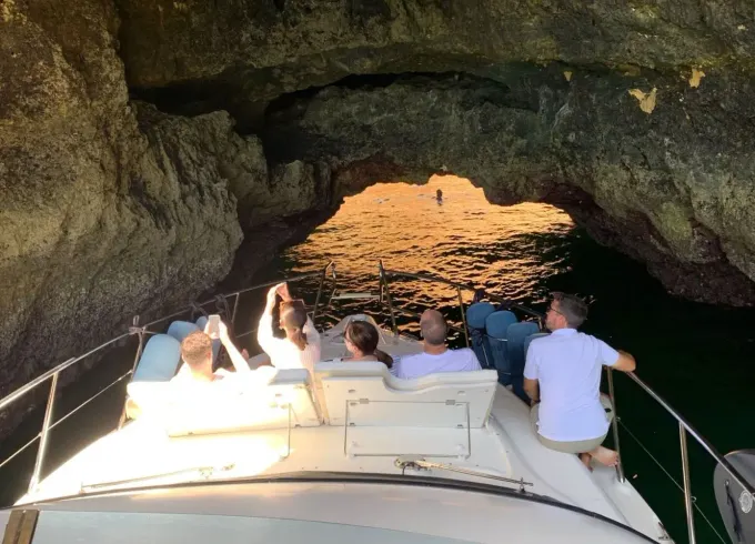 Explore Algarve Coastline & Sunset Moments: Full Day aboard the Atlantique 48